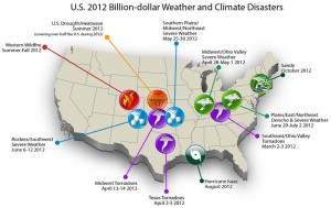 Weather and climate disasters resulted in the second-costliest year for the U.S. in 2012. (Courtesy NOAA)