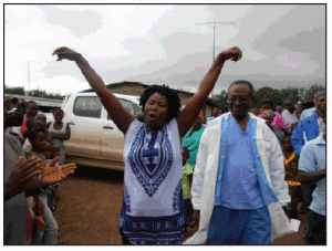 A patient who is Ebola-free returning to her community in Firestone District, Liberia.