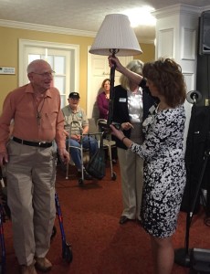 A special lamp Chuck made from his reetired clarinet.