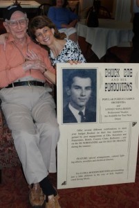 Sue Hamilton hugging Chuck -- she coordinated Chuck's musical tribute.